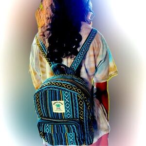 Pure Himalayan Hemp THC Free Made in Nepal Mini Backpack 10”x 9”x3.5”